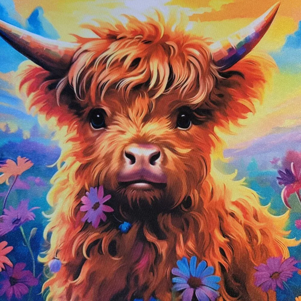 Baby Highland Cow Floral Computer Non Slip Custom Mouse Pad Handmade